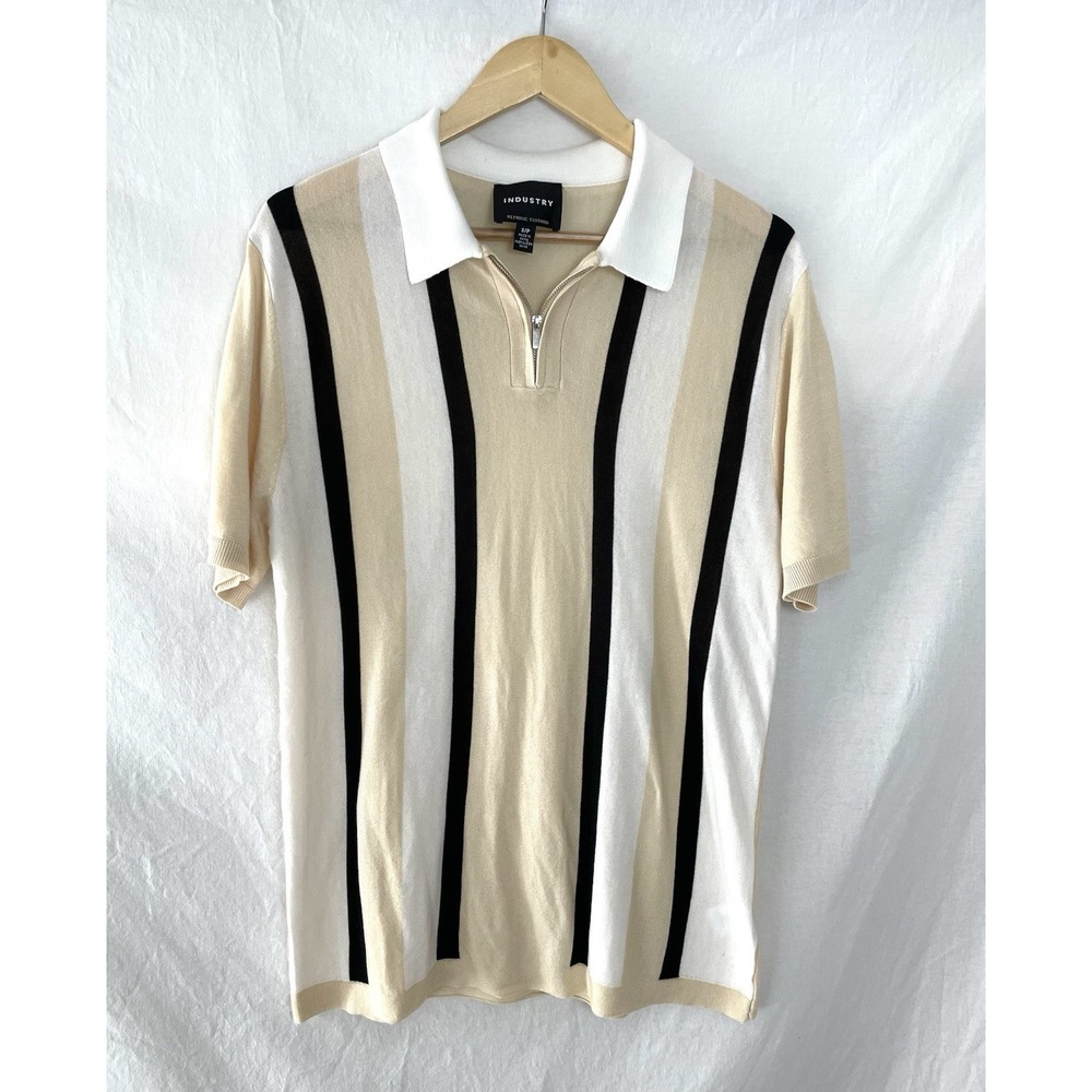 Industry Republic Clothing Shirt Mens Small S Quarter Zip Striped Knit Polo